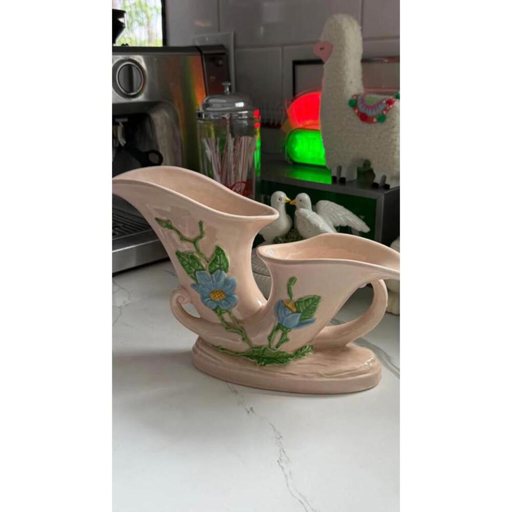 Vintage Hull Art Pottery Double Cornucopia Vase – H-15-12” – USA